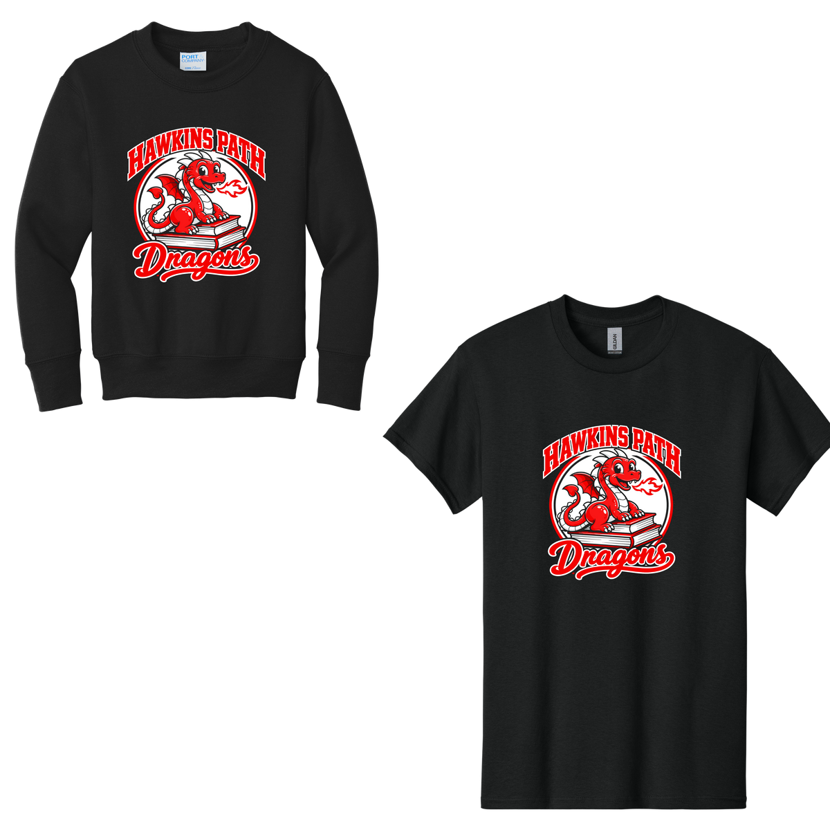 Hawkins - Books / Dragon (T-shirt-Crewneck-Hoodie)