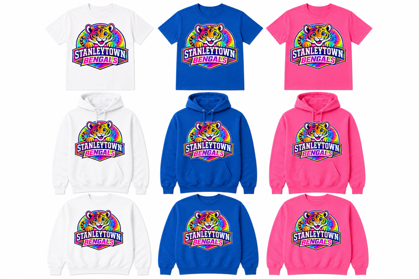 Stanleytown - Bengals Colorful Mascot (2 options T-shirt - Crewneck-Hoodie)