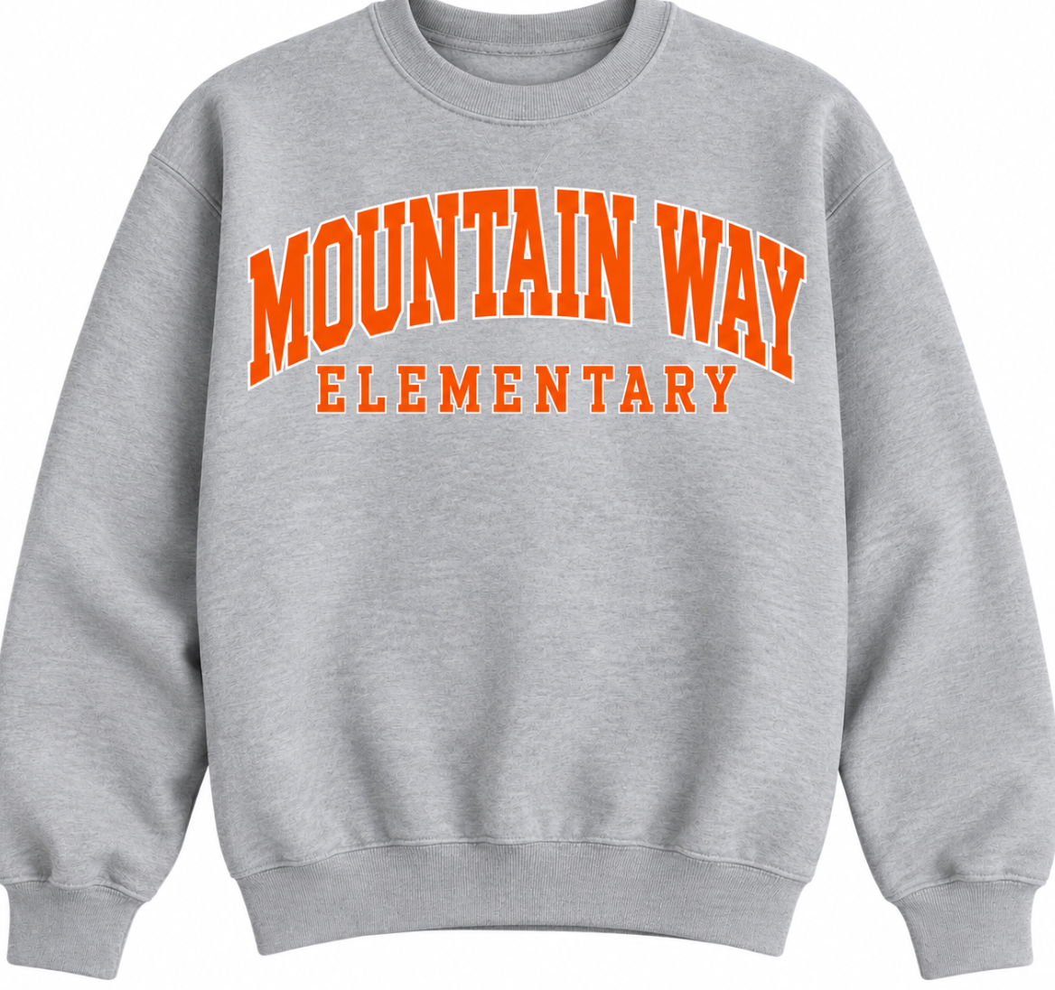 Mountain Way Elementary - CrewNeck Mountain way Text orange (4 Color Options)