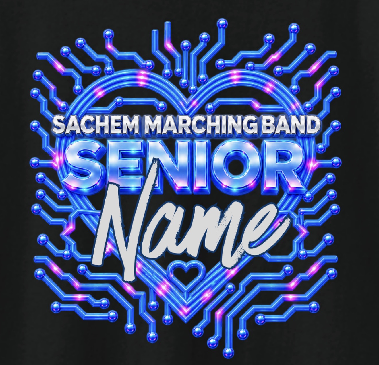 Sachem seniors - Marching Band TShirt (4 color choices , customized)