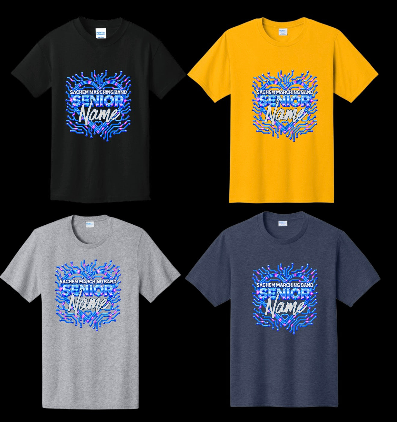 Sachem seniors - Marching Band TShirt (4 color choices , customized)