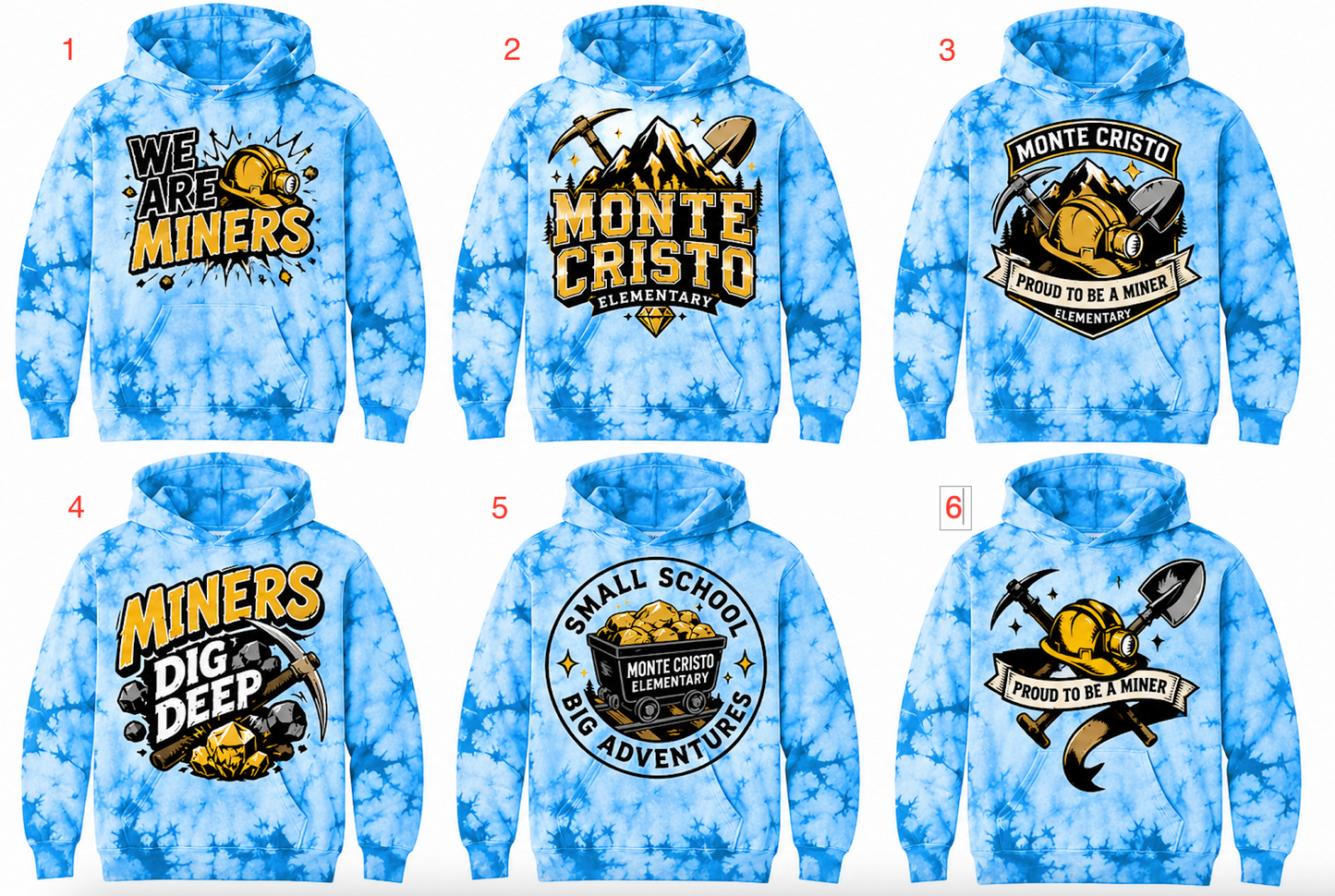 Monte Cristo Elementary -Tie Dye Hoodie (6 options)