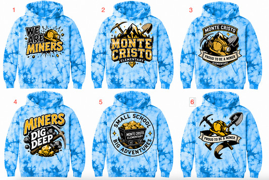 Monte Cristo Elementary -Tie Dye Hoodie and  T-Shirts (6 options)