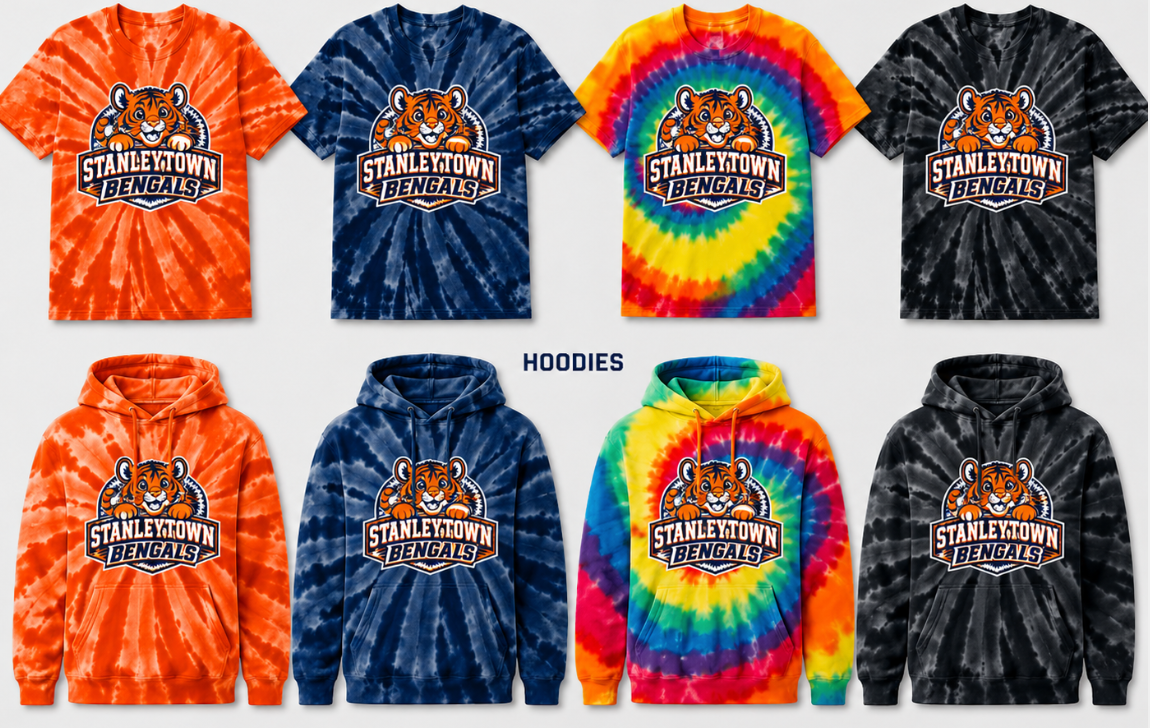 Stanleytown -  Bengals Tie Dye (Tshirt and Hoodie 4 color options)