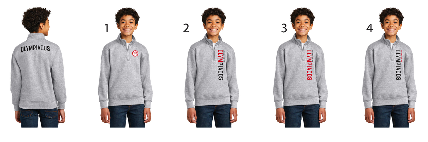 Olympiacos - Youth Athletic Heather (Grey) 1/4 ZIP
