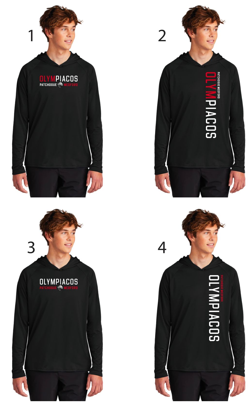 Olympiacos - ADULT Black Performance Hooded Pullover