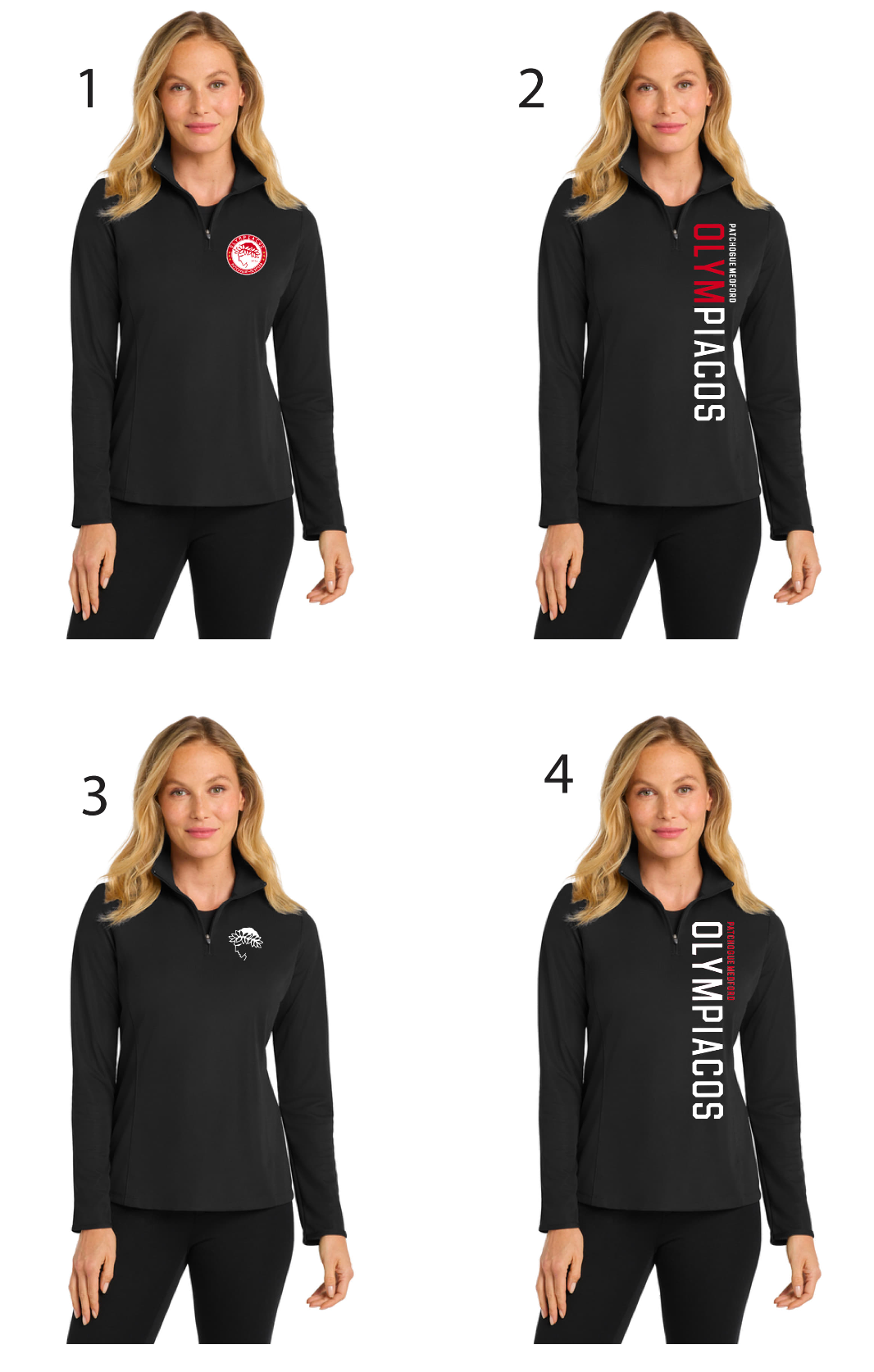 Olympiacos - Women's Adult 1/4 Zip (Black)