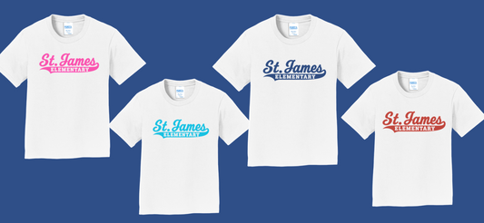 St. James -Script (White T-shirt)