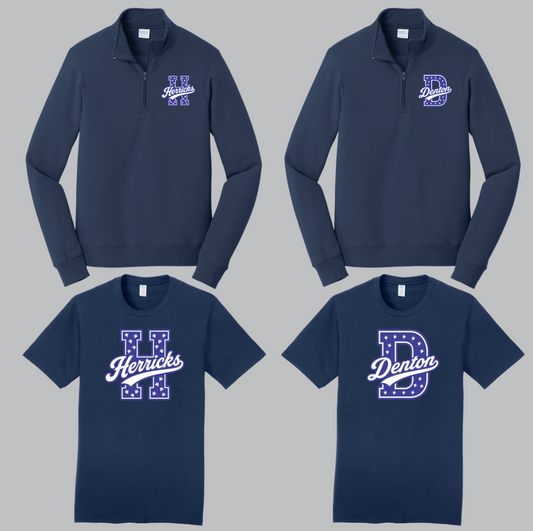 Denton - (NAVY) H Herricks, D Denton (1/4 Zip -T-shirt-Crewneck-Hoodie)