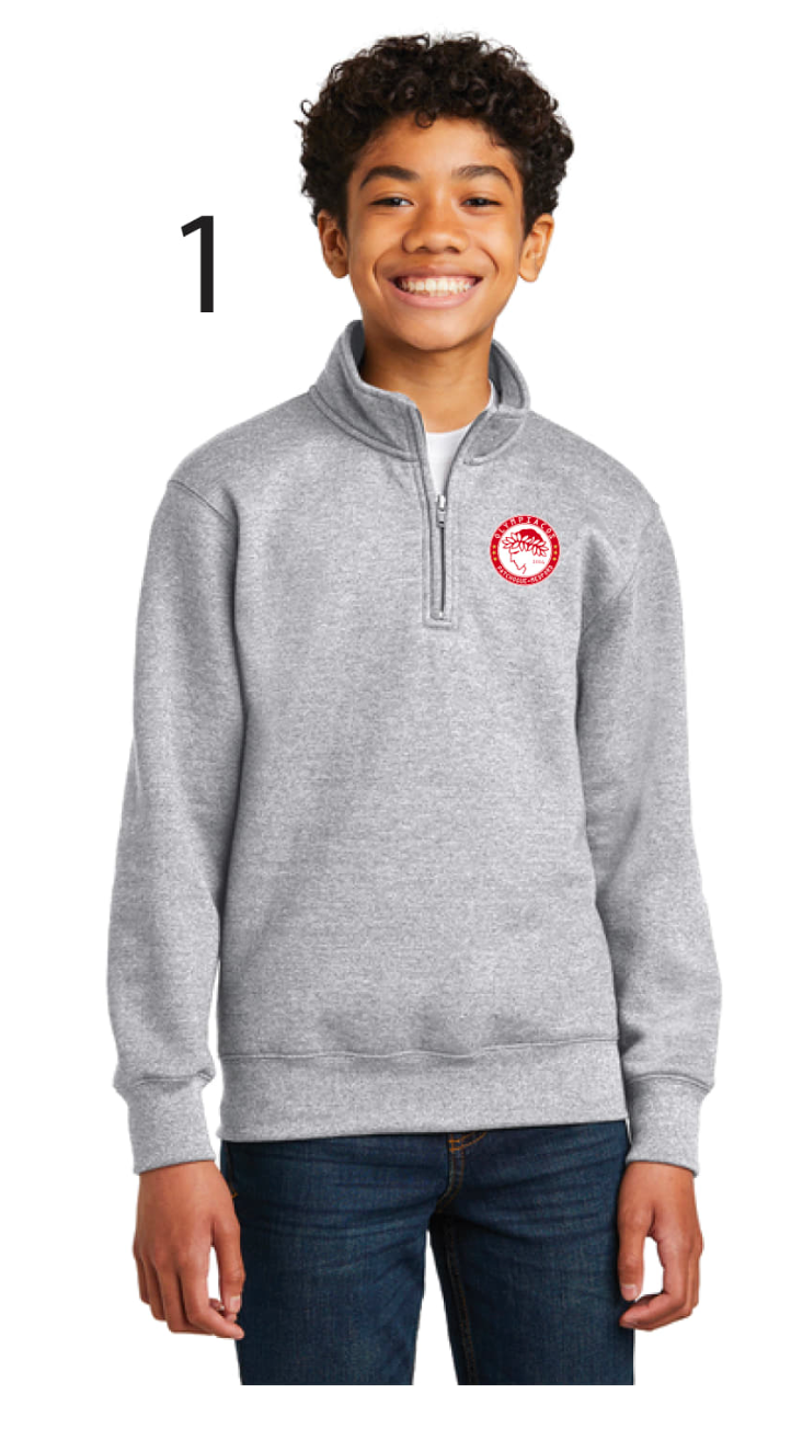 Olympiacos - Youth Athletic Heather (Grey) 1/4 ZIP