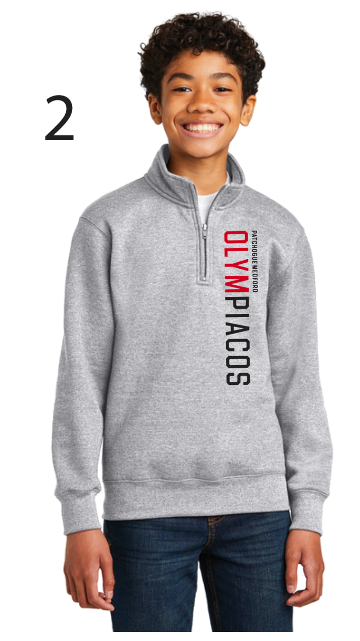 Olympiacos - Youth Athletic Heather (Grey) 1/4 ZIP