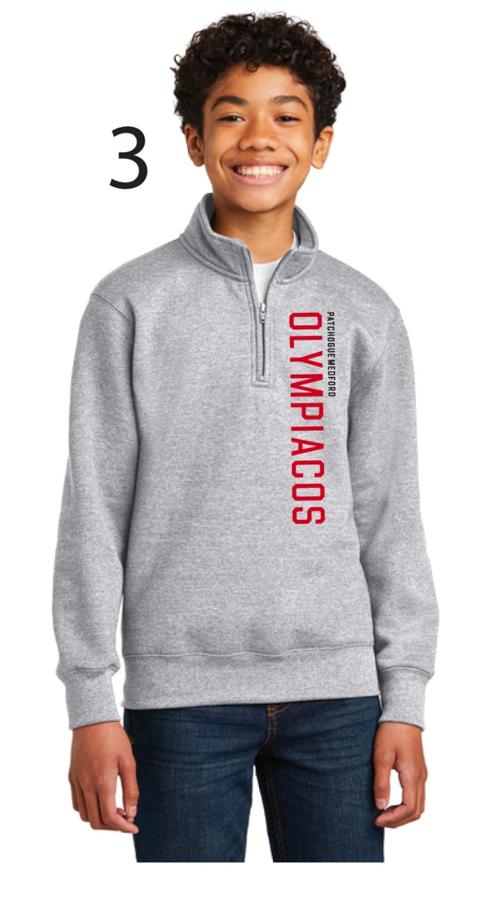 Olympiacos - Youth Athletic Heather (Grey) 1/4 ZIP