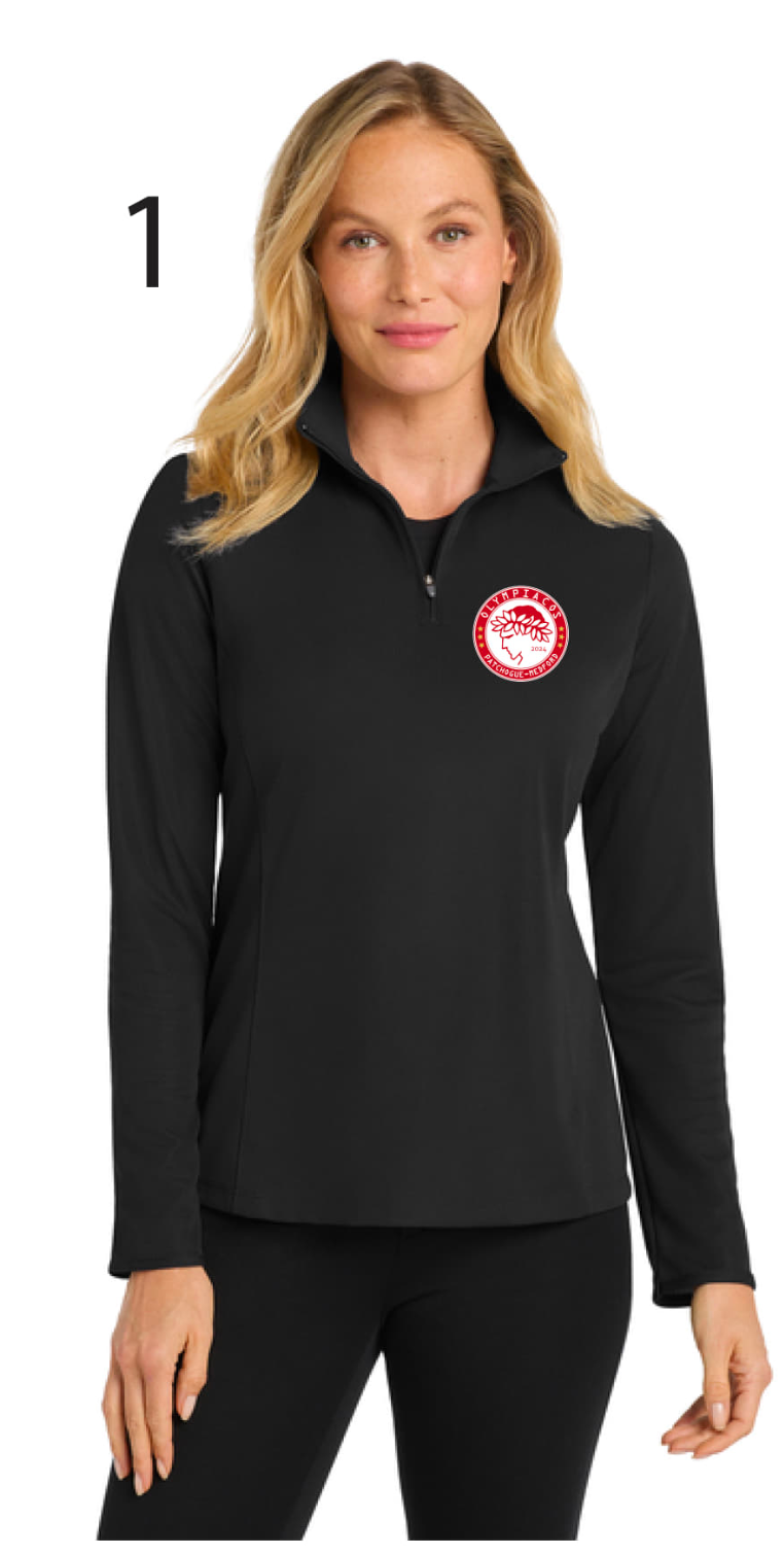 Olympiacos - Women's Adult 1/4 Zip (Black)
