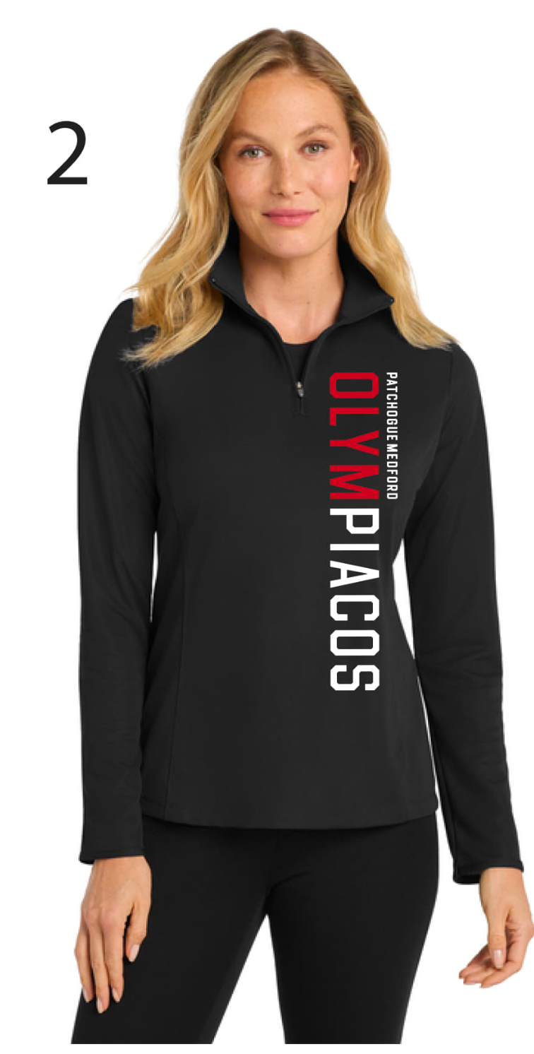 Olympiacos - Women's Adult 1/4 Zip (Black)
